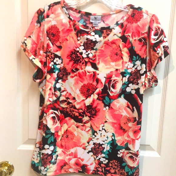 Worthington Tops - Floral Cap Sleeve Top